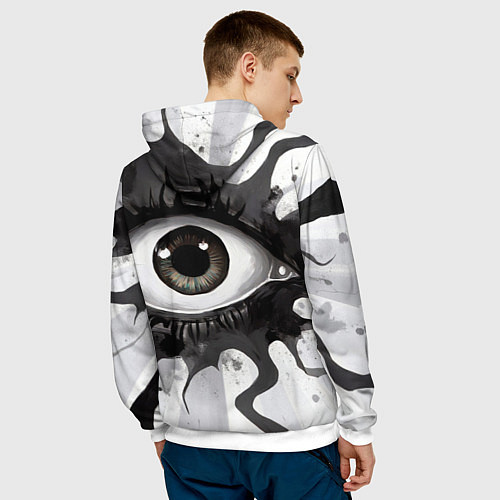 Мужская толстовка Глаз и щупальца - психоделика / 3D-Белый – фото 4
