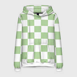 Толстовка-худи мужская Квадраты зелёные, цвет: 3D-белый