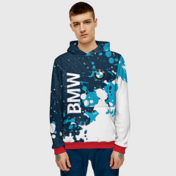 Толстовка-худи мужская Bmw брызги, цвет: 3D-красный — фото 2
