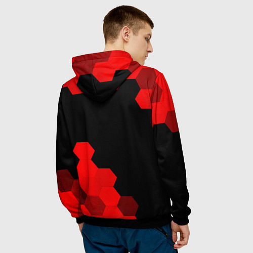 Мужская толстовка JAC - red gradient вертикально / 3D-Черный – фото 4