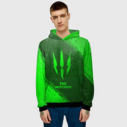Толстовка-худи мужская The Witcher - green gradient, цвет: 3D-черный — фото 2