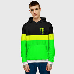 Толстовка-худи мужская Monster energy полосы, цвет: 3D-белый — фото 2