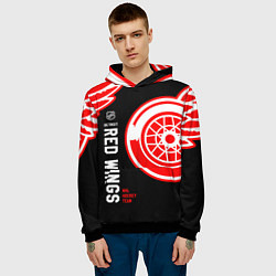 Толстовка-худи мужская Detroit Red Wings team, цвет: 3D-черный — фото 2
