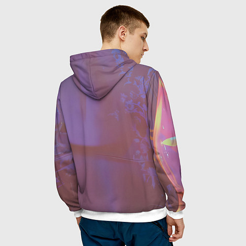 Мужская толстовка Девушка - черная кошка / 3D-Белый – фото 4