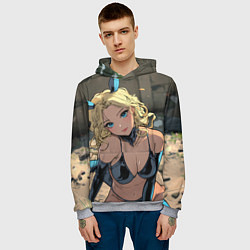 Толстовка-худи мужская Блондинка в костюме кошечки, цвет: 3D-меланж — фото 2
