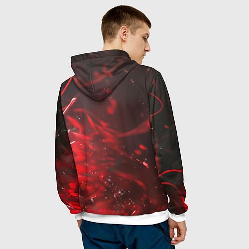 Мужская толстовка Брюнетка в красной краске / 3D-Белый – фото 4