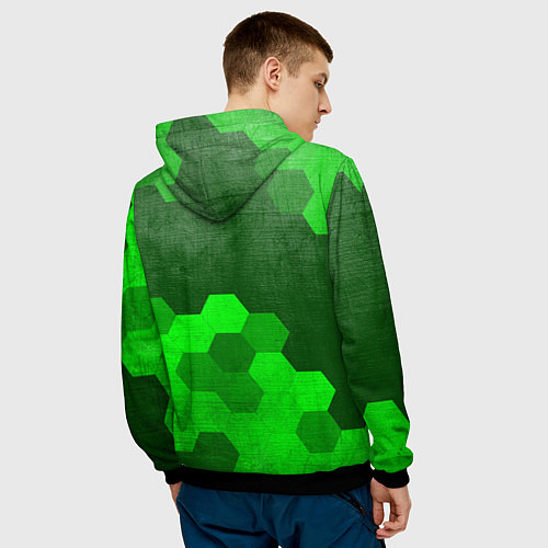 Мужская толстовка Porsche - green gradient посередине / 3D-Черный – фото 4