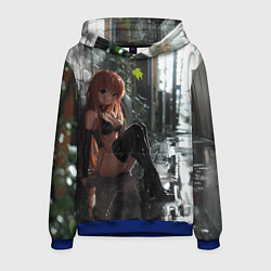 Мужская толстовка Девушка в переулке под дождем