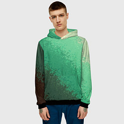 Толстовка-худи мужская Градиент текстурный зелёный, цвет: 3D-черный — фото 2