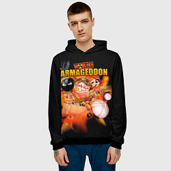 Толстовка-худи мужская Worms - armageddon, цвет: 3D-черный — фото 2