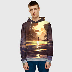 Толстовка-худи мужская Аниме под солнцем, цвет: 3D-меланж — фото 2