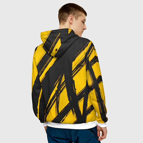 Мужская толстовка Абстракция на желтом / 3D-Белый – фото 4