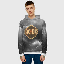 Толстовка-худи мужская ACDC ретро логотип, цвет: 3D-белый — фото 2