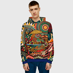 Толстовка-худи мужская Цветной самурай, цвет: 3D-синий — фото 2
