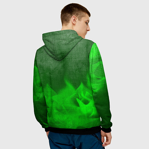 Мужская толстовка Watch Dogs - green gradient посередине / 3D-Черный – фото 4