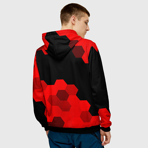 Мужская толстовка Ghost of Tsushima - red gradient посередине / 3D-Черный – фото 4