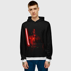 Толстовка-худи мужская Вейдер в темноте с мечом, цвет: 3D-белый — фото 2