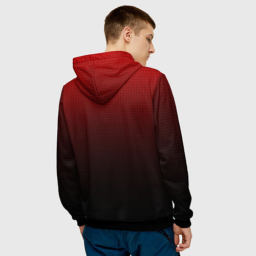 Мужская толстовка Из красного в чёрный градиент с точками / 3D-Черный – фото 4