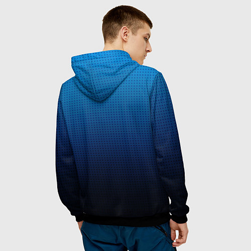 Мужская толстовка Из голубого в чёрный градиент с точками / 3D-Черный – фото 4