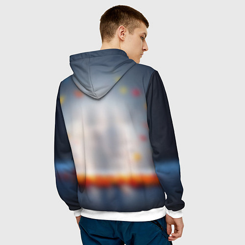 Мужская толстовка Геометрический слон и цветные полигоны / 3D-Белый – фото 4