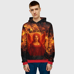 Толстовка-худи мужская Билли Айлиш из огня, цвет: 3D-красный — фото 2