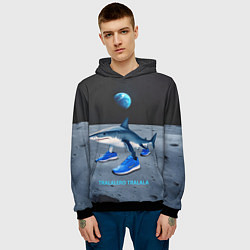 Толстовка-худи мужская Акула мем, тралалеро тралала, цвет: 3D-черный — фото 2