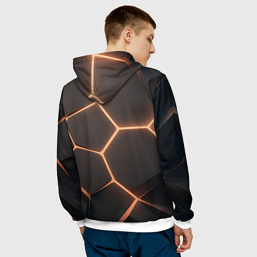 Мужская толстовка Серая текстура из сот / 3D-Белый – фото 4