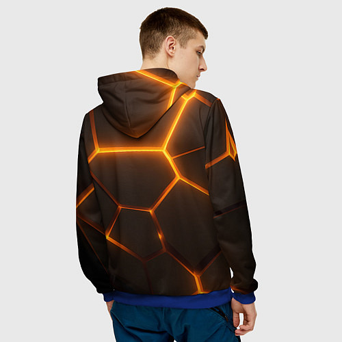 Мужская толстовка Оранжевое свечение текстура / 3D-Синий – фото 4