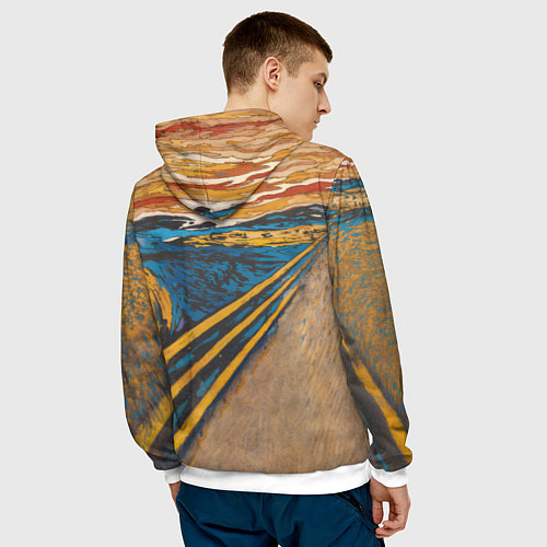 Мужская толстовка Крик - Пёс / 3D-Белый – фото 4