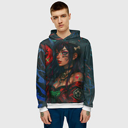 Толстовка-худи мужская Девушка с маской киберпанк, цвет: 3D-белый — фото 2