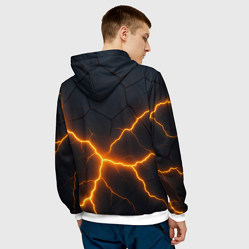 Мужская толстовка Молнии и черные плиты / 3D-Белый – фото 4
