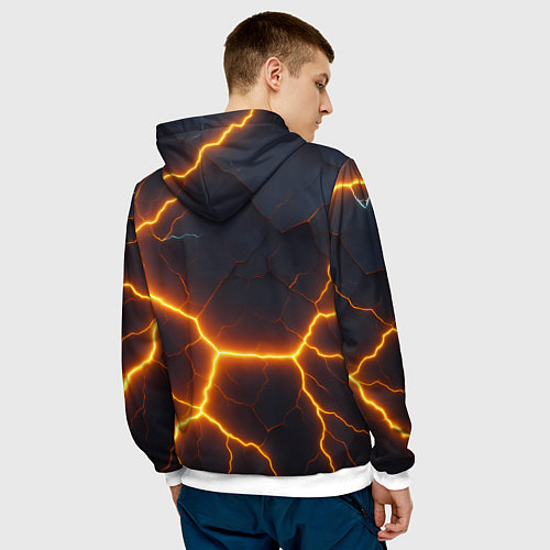 Мужская толстовка Молнии и черные объемные плиты / 3D-Белый – фото 4