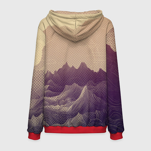 Мужская толстовка Ретро иллюстрация Японского храма / 3D-Красный – фото 2