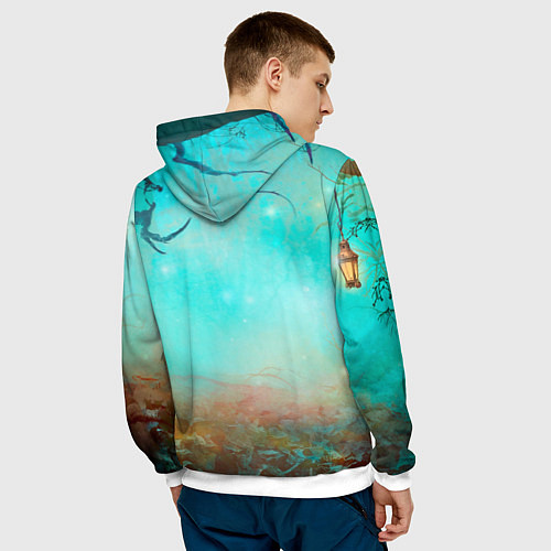 Мужская толстовка Bones держит бензопилу / 3D-Белый – фото 4