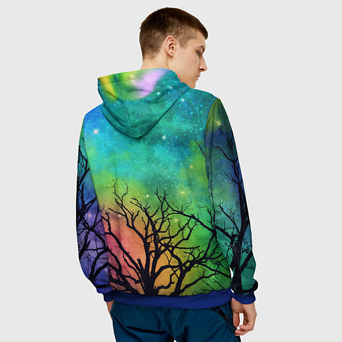 Мужская толстовка Bones без зрачков держит череп в руках / 3D-Синий – фото 4