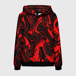 Мужская толстовка Чёрный с красным искажённая абстракция