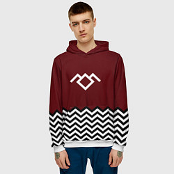 Толстовка-худи мужская Твин Пикс - лого, цвет: 3D-белый — фото 2