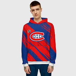 Толстовка-худи мужская Монреаль Канадиенс - брызги, цвет: 3D-белый — фото 2