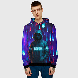 Толстовка-худи мужская Bones в стиле киберпанк, цвет: 3D-черный — фото 2