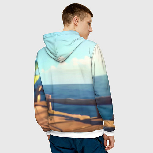 Мужская толстовка Никита - загрузка - смешной петух / 3D-Белый – фото 4