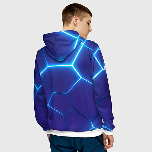 Мужская толстовка Bones белое лого на синих плитах / 3D-Белый – фото 4