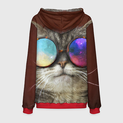 Мужская толстовка A Cat with multicolored glasses / 3D-Красный – фото 2