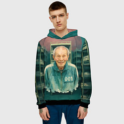 Толстовка-худи мужская Игра в кальмара игрок 001, цвет: 3D-черный — фото 2
