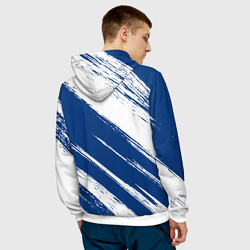 Мужская толстовка Торонто Мейпл Лифс - брызги синей краски / 3D-Белый – фото 4