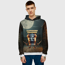 Толстовка-худи мужская Cappuccino Assassino мем, цвет: 3D-белый — фото 2