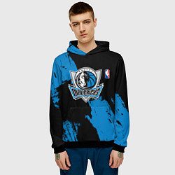Толстовка-худи мужская Даллас Маверикс - брызги краски, цвет: 3D-черный — фото 2