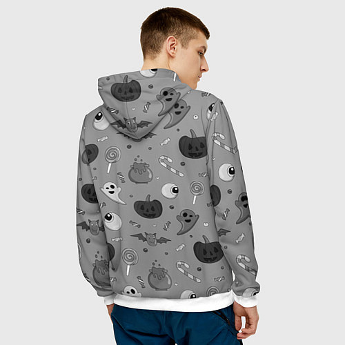 Мужская толстовка Halloween grey / 3D-Белый – фото 4