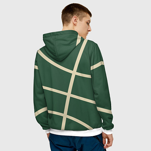 Мужская толстовка Милуоки Бакс - баскетбольные линии / 3D-Белый – фото 4