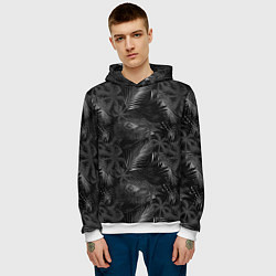 Толстовка-худи мужская Palm black and white, цвет: 3D-белый — фото 2