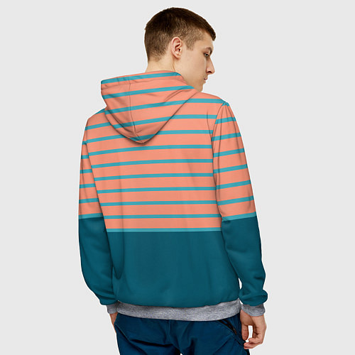 Мужская толстовка Полосатый мандариновый морской рассвет / 3D-Меланж – фото 4